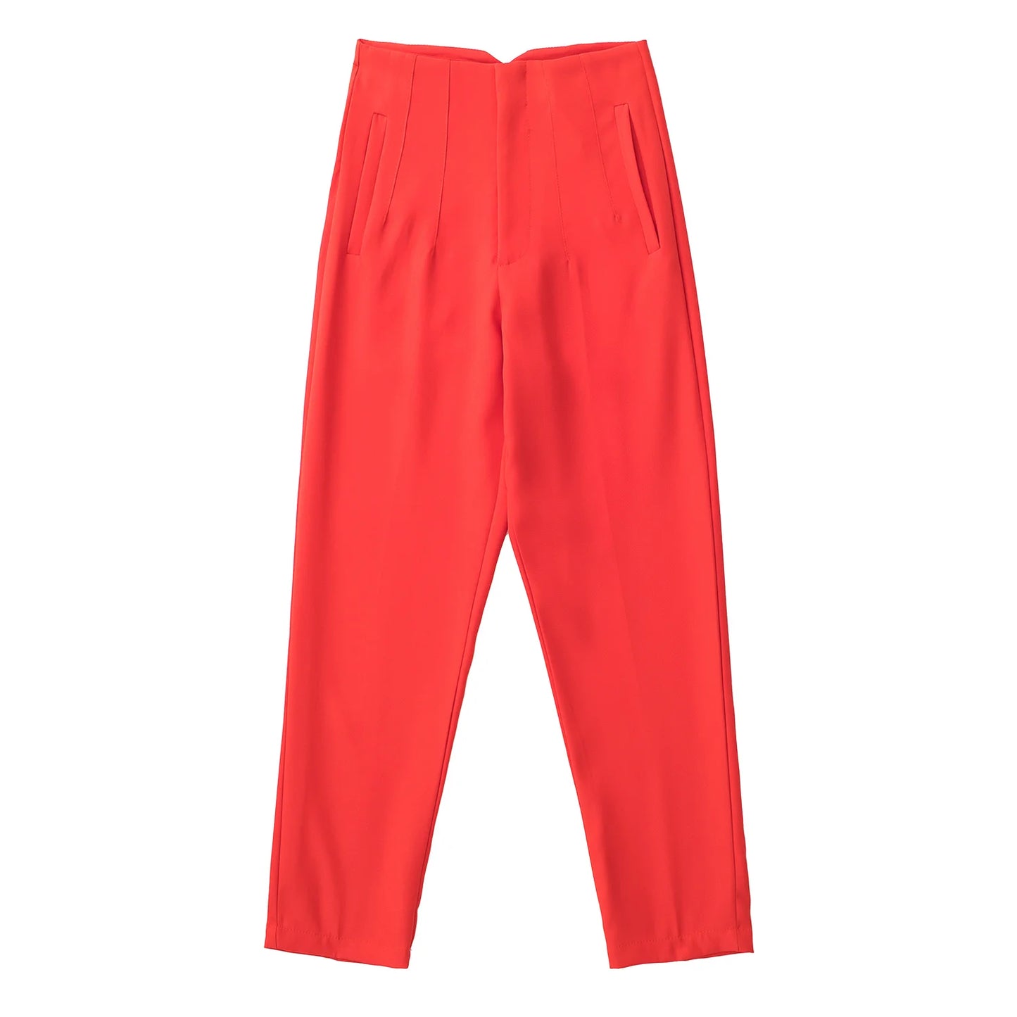 Hot Sale Women Summer Thin Casual Cropped Pants Stretchy Temperament Pleated Slimming Capris Ankle Length High Waisted Trousers