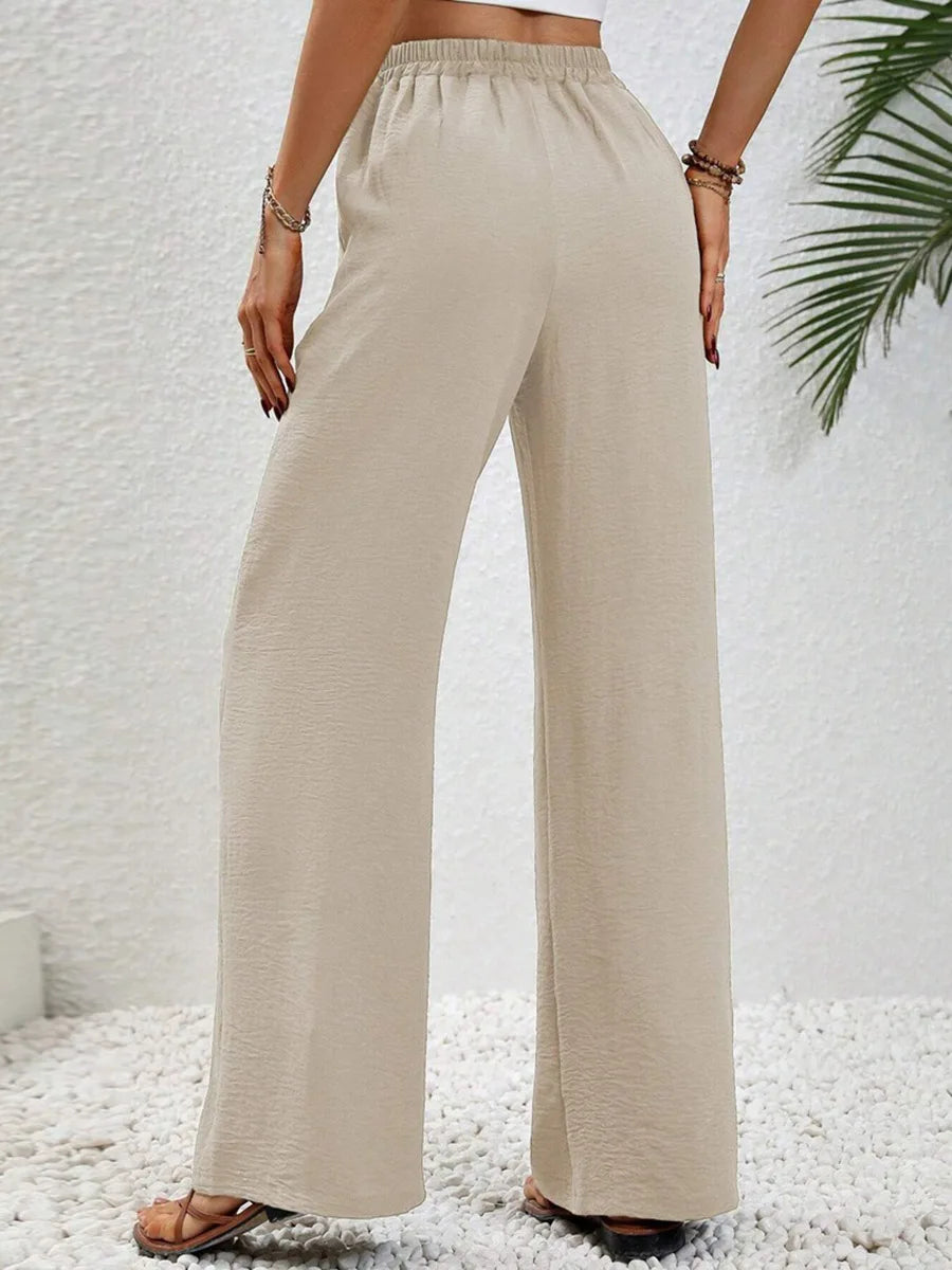 Modigirl 2026 Women Wide Leg Pants Women's Pants And Trousers High Waist Drawstring Elastic Waist Loose Casual Outfits