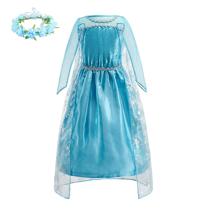 Children Anna Elsa Dress Girls Princess Cosplay Costume Kids Snow Queen Sequined Elegant Dress Girl Christmas Carnival Clothes