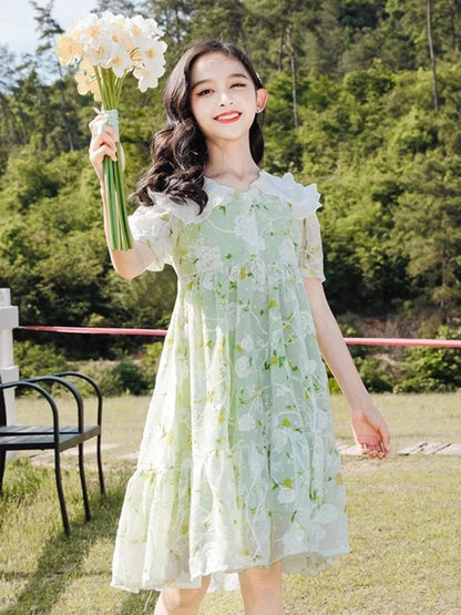 Princess Dress Little Girl Floral Dress 3-year-old Clothes Girls Casual Dresses 11 12 Years Cotton Linen From 10 Fashion Costume