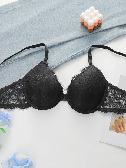 High Quality Simple And Sexy Lace Women's Push Up Two-piece Bra And Underwear A3107