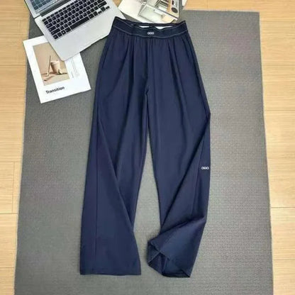 2026 Summer Casual Black Pants Loose Thin Elasticity High Waist Wide Leg Pants Women Quick-dry Breathable Sweatpants Women