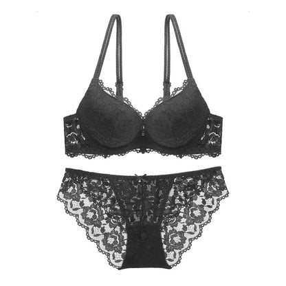 Sweet Mesh Lace Flower Bra Low Waist Bowknot Push Up Bra Women Lingerie Intimates Bra Panties Set Girl