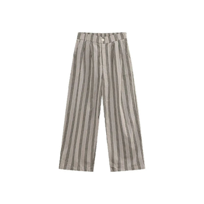 2026 Summer New Striped Casual Pants Men's Lazy Style Fashion Design Sense Versatile Loose Wide-leg Pants