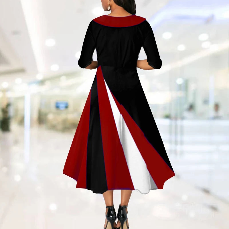 Summer Fashion Women Loose Boho Elegant Dress Large S-5XL Party Printed Half Sleeve Irregular Long Dresses