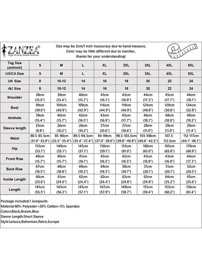 ZANZEA 2024 Fashion Women Gingham Jumpsuits Loose Casual Pleated Waist Short Sleeve Checked Wide Leg Overalls O Neck Long Romper