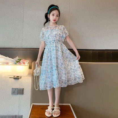 Summer Floral Dress Year Old Girls Children's Clothing Girly Dresses Girl From 8 12 Years 2025 Kids Clothes Girls' Princess 10 4