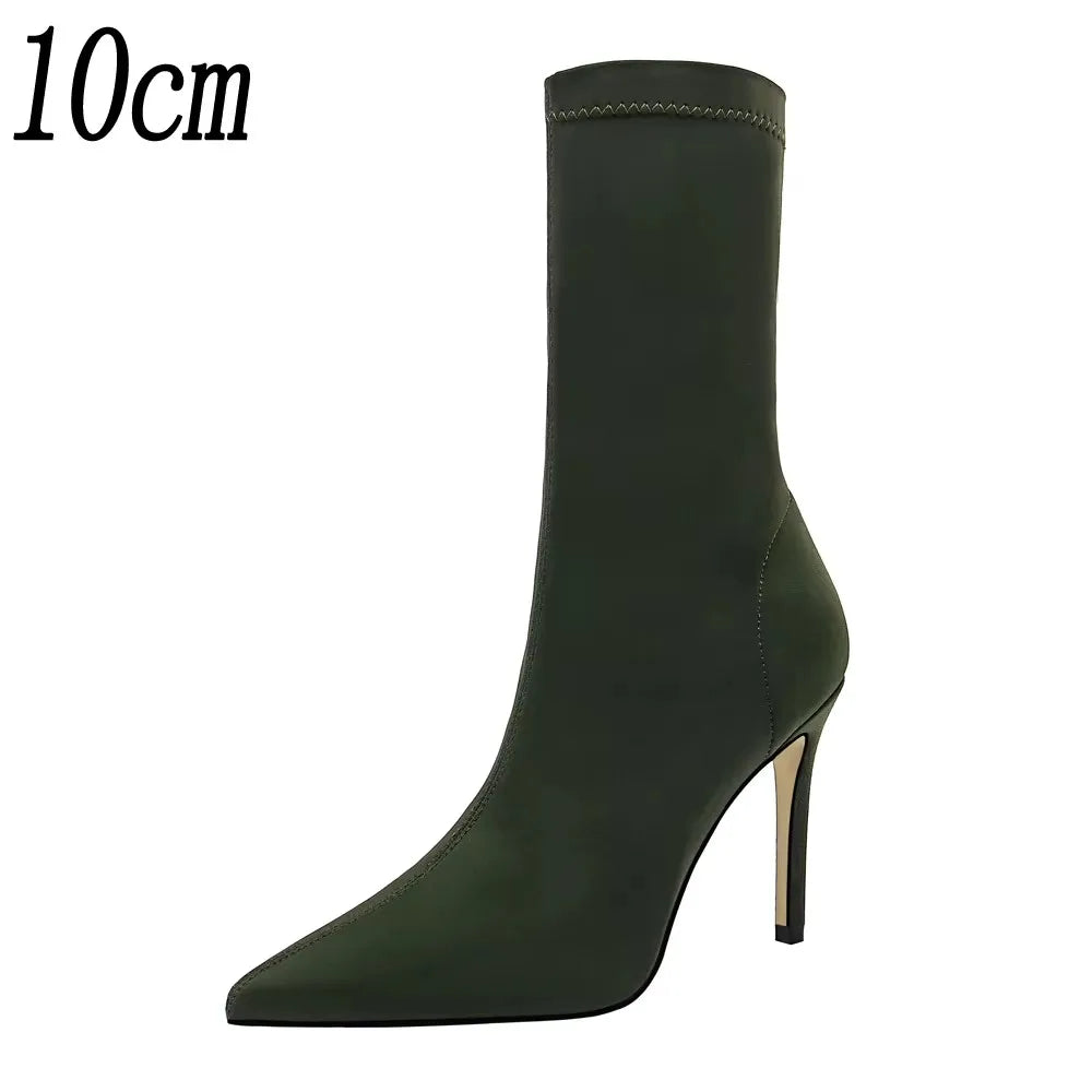 2026 New Socks Boots Fashion Ankle Boots For Women Boots Balck Pointed Toe Elastic Heels Shoes Fetish Autumn Winter Female Shoes