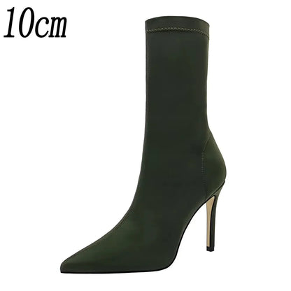 2026 New Socks Boots Fashion Ankle Boots For Women Boots Balck Pointed Toe Elastic Heels Shoes Fetish Autumn Winter Female Shoes