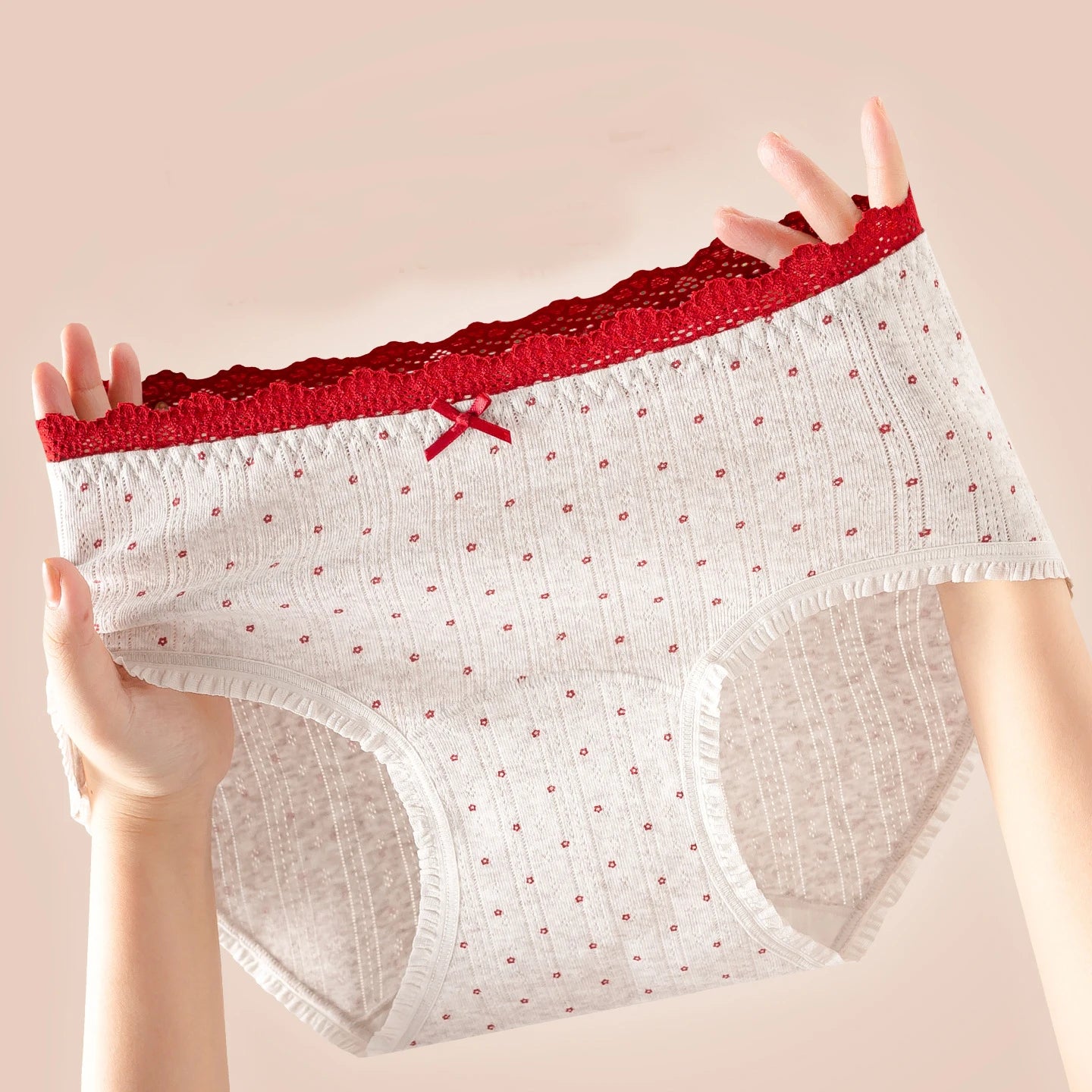 1pcs Cotton Panties Girl Lace Underwear Teenager Cute Bow Briefs Students Intimates Dot Print Underpant Female Comfort Lingeries
