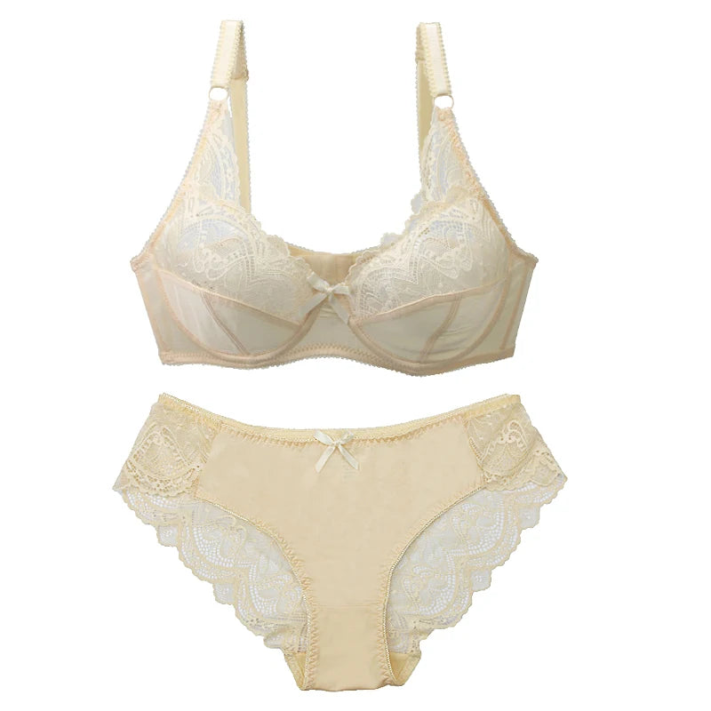 2024 New Sexy 34/75 36/80 38/85 40/90 42/95 44/100 BCDE Bras Set For Women Push Up Underwear Lace Bow Ladies Lingerie