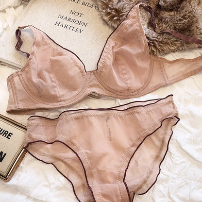 Minimizer Bra Plus Size Underwire French Style Triangle Cup Push Up Sexy Mesh Lingerie Set Support 32-40 MOYISU Sexy Bra Set BC