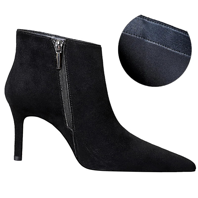 BIGTREE Shoes Fashion Ladies Ankle Boots Pointed Side Zipper Women Boots Sexy Heeled Boots Stilettos Warm Autumn Winter Shoes