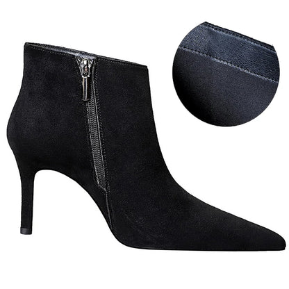 BIGTREE Shoes Fashion Ladies Ankle Boots Pointed Side Zipper Women Boots Sexy Heeled Boots Stilettos Warm Autumn Winter Shoes