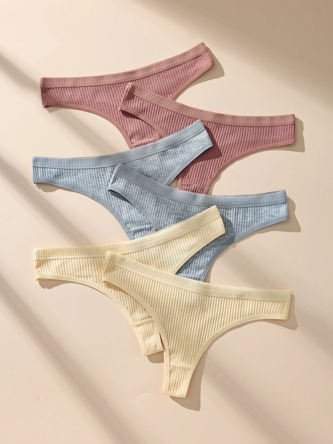 6Pcs Women's Panties Striped Briefs for Women Low-Rise Breathable Cotton Female Soft Underwear Solid Colors Ladies Underpants