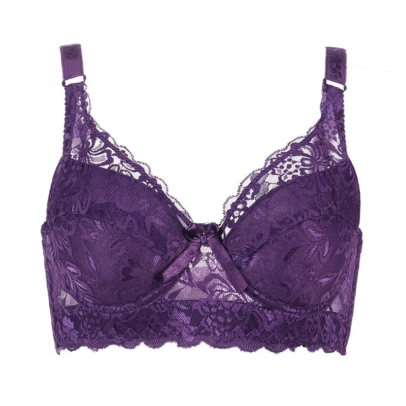 Hot Full cup thin underwear small bra plus size undewire adjustable lace Women's bra breast cover B C D Large size Lace Bras