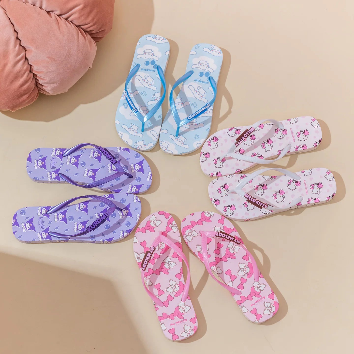 Hello Kitty Cartoon Flip Flops Kuromi My Melody Cinnamoroll Summer Beach Slippers Parent-Child Eva Sandals Women Girls Gift