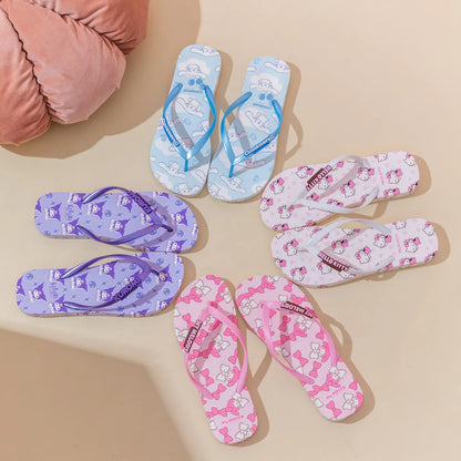 Hello Kitty Cartoon Flip Flops Kuromi My Melody Cinnamoroll Summer Beach Slippers Parent-Child Eva Sandals Women Girls Gift