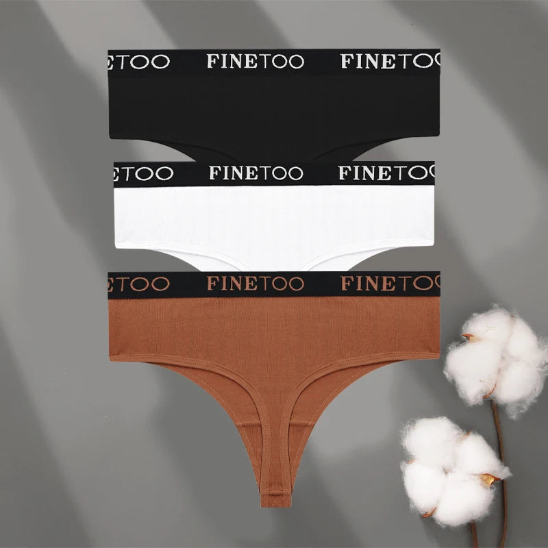 3pcs Plus Size Women Seamless Thongs Cotton High-Waist Comfort Underwear Sexy Elastic Wide Belt Panties Soft Breathable Lingerie