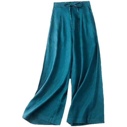 2026 Spring and Summer Loose Chiffon Ice Silk Women's Pants, Pleated Slim Wide-Leg Trousers