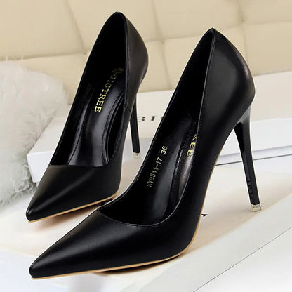 BIGTREE Shoes Women Pumps Pu Leather High-heeled Shoes Fashion Wedding Shoes Stiletto Heels Sexy Party Shoes Large Size 42 43