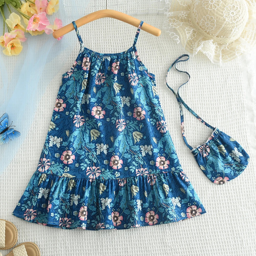 Bear Leader Summer Girls Dress Casual Princess Dresses Sleeveless Print Flower Costumes Kids Vestidos Cotton Floral Dress 2-7Y