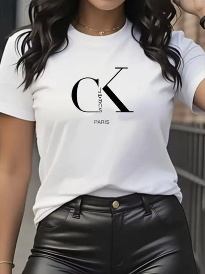 Summer luxury brand fashion cartoon letter print crew collar clothing short sleeve T-shirt trend women's summer Y2K top