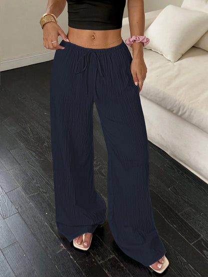 Bohemian Pleated Wide-Leg Pants Women's High-Waist Loose Pants