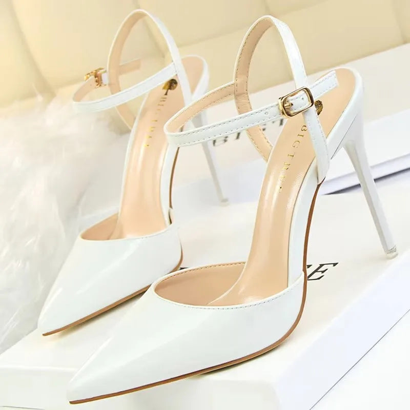 BIGTREE Shoes Fashion Sandals Women 2026 Patent Leather High Heels Women Sandals Summer Heeled Sandals Pointed Toe Women Pumps