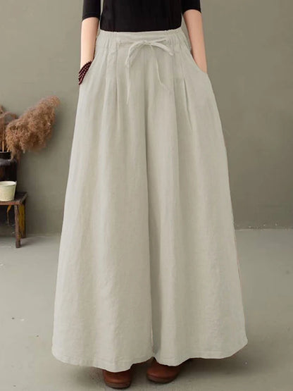 ZANZEA Elegant Women's Wide Leg Pants Autumn Trousers Casual Drawstring Pantalon Palazzo Female Elastic Waist Turnip Oversized