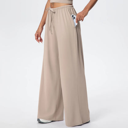 Loose Breathable Yoga Full Length Wide Leg Pants Solid Color Naked Feel Fitness Sports Woman Quick Drying Gym Pencil Pants