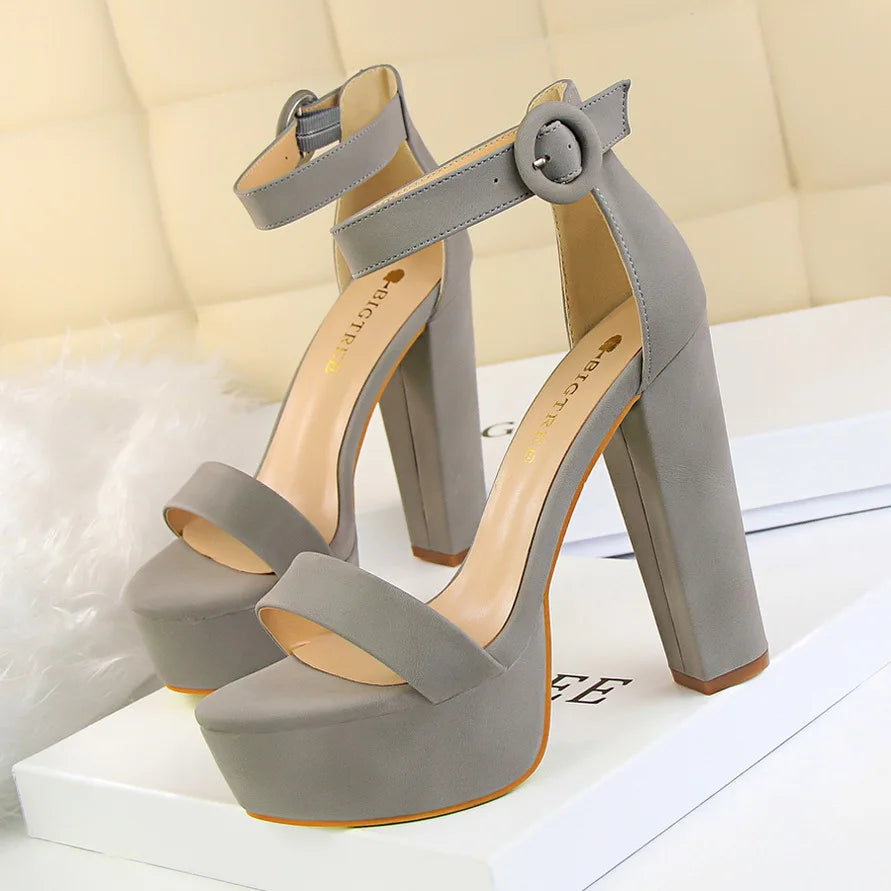 Brand Elegant Sandals Women High Heels Pumps Super High Heel 13cm Women'S Banquet Sandals Waterproof Platform Toe Sandals