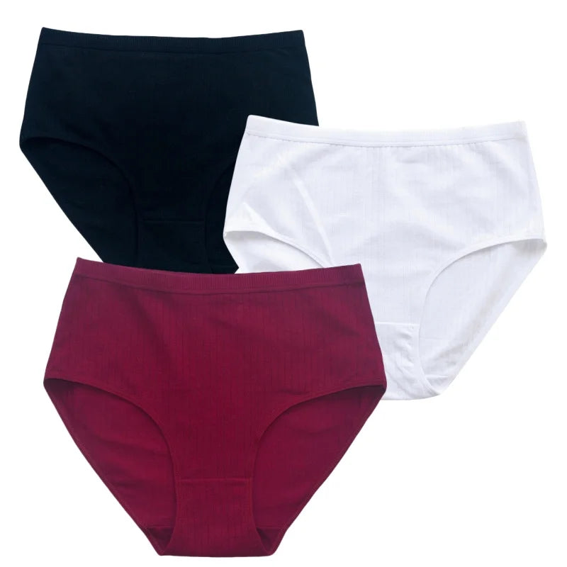 3Pcs/Set Women High Waist Panties Cotton Briefs Tummy Control Underwear Sexy Lingerie Breathable Full-Coverage Underpants S-XXL
