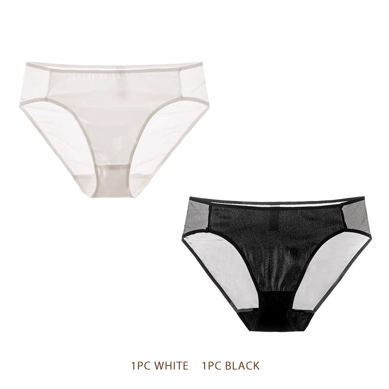 SuyaDream Women Panties 100% Natural silk Lining Meshes Briefs Underwear Health Underpants 2023 New Everyday wear Intimates