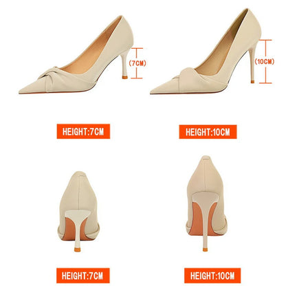 BIGTREE Shoes Fashion Kitten Heels Women Pumps Pointed Bow-knot Stiletto High Heels Women Shoes Sexy Party Shoes Plus Size 34-43
