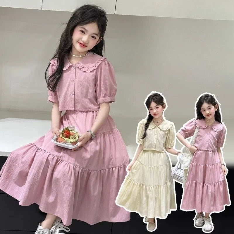2025 Girl Summer Clothes Girls Clothing Sets 4 To 14 Years Children From 13 Children's Costumes Kids Dress 8 Coat 10 12 Old 11