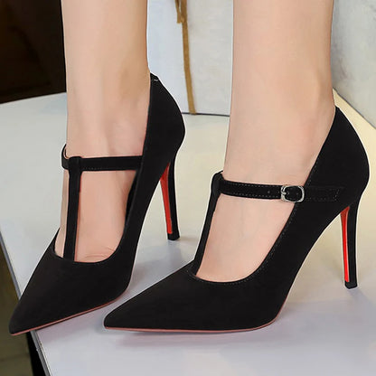 BIGTREE Shoes Sexy Women Pumps Suede High Heels 10 CM Stilettos Buckle Fashion Party Shoes Pointed Women Heels Ladies Shoes 2026