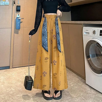 Women's Retro Comfortable Pants Printed Thin Office Lady Fashion New Arrival Trendy Breathable