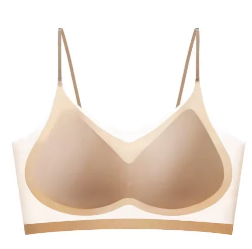 Ultra-Thin Breathable Ice Silk Top Bra Women's Bustier Underwear Seamless Back Halter Vest Wrap Bra Small Chest Together