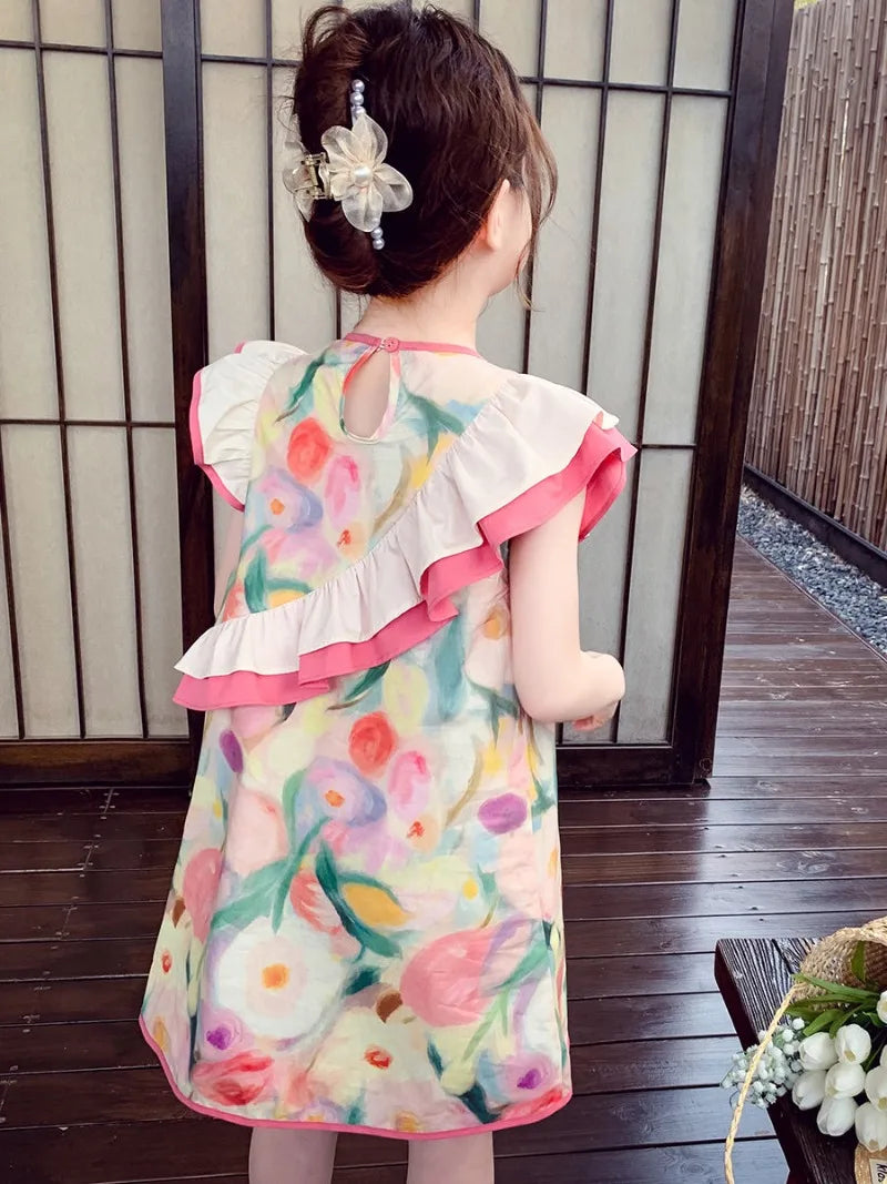 Summer Children's Vest Dress Girl Clothing Kid Pink Puffy Girls Kids 8 12 Years Kid's Clothes From 7 Elegant Dresses Beautiful 9