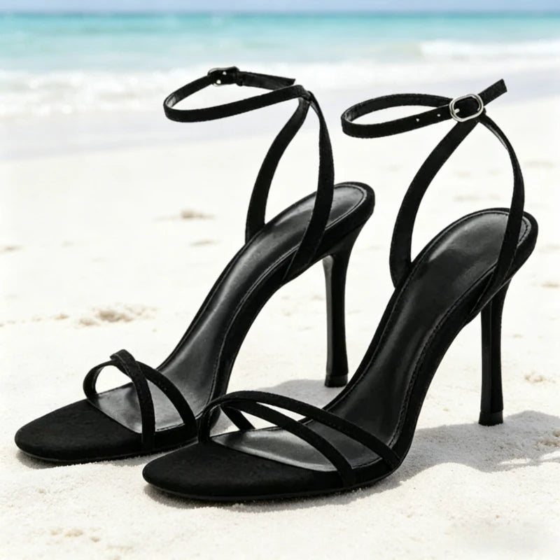 Elegant Ankle-Strap High-Heel Sandals Women Sexy Open-Toe Cross-Tied High-Heels for Ladies Summer 2026 Luxury Designer Shoes