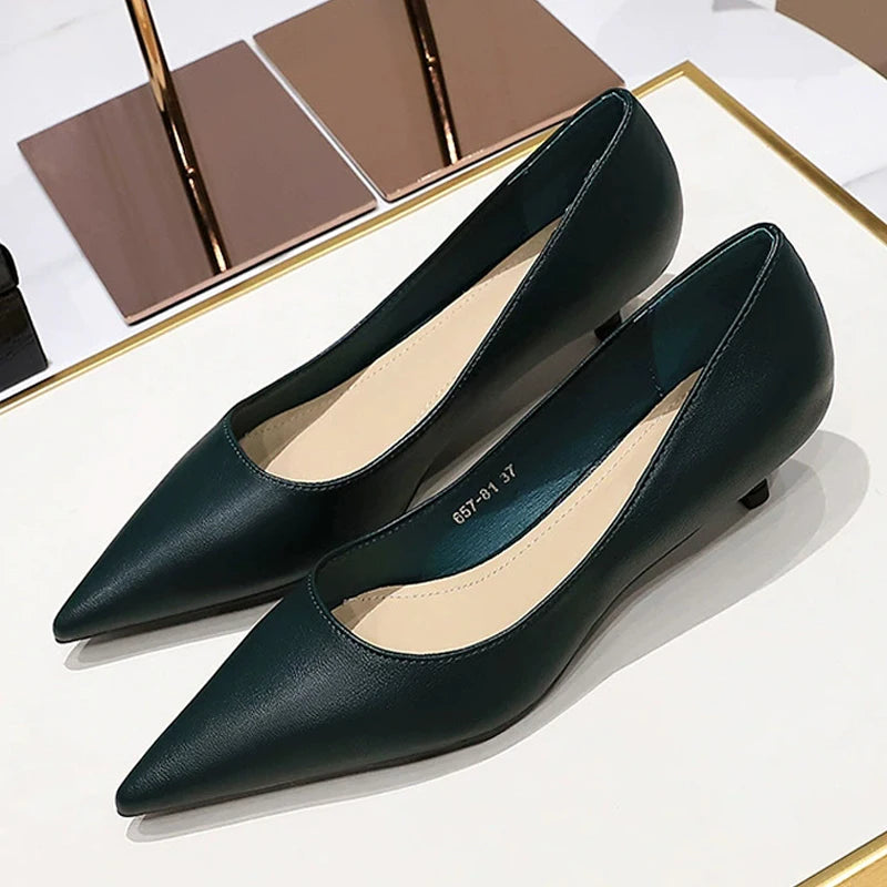 Fashion Pointed Toe Mid Heeled Shoes 4 Cm Stilettos Occupation OL Office shoes Low-Heel Women Shoes Kitten High Heels Pumps Lady