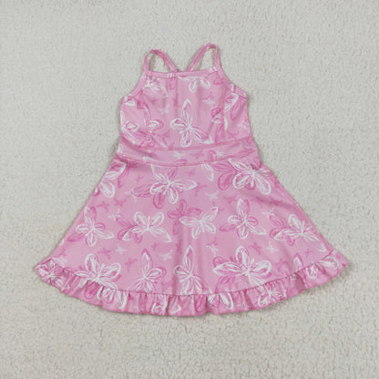 Best Selling Baby Girls Lavender Strap Colorful Skorts Shorts Yoga Sportswear Knee Length Dresses Toddler Kids Children Clothes