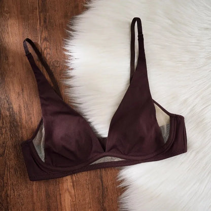 Sexy Deep V Rabbit Ear Bra, Wireless Invisible Summer Bra for Women, Thin Breathable Comfort Bralette Small Chest No Underwire