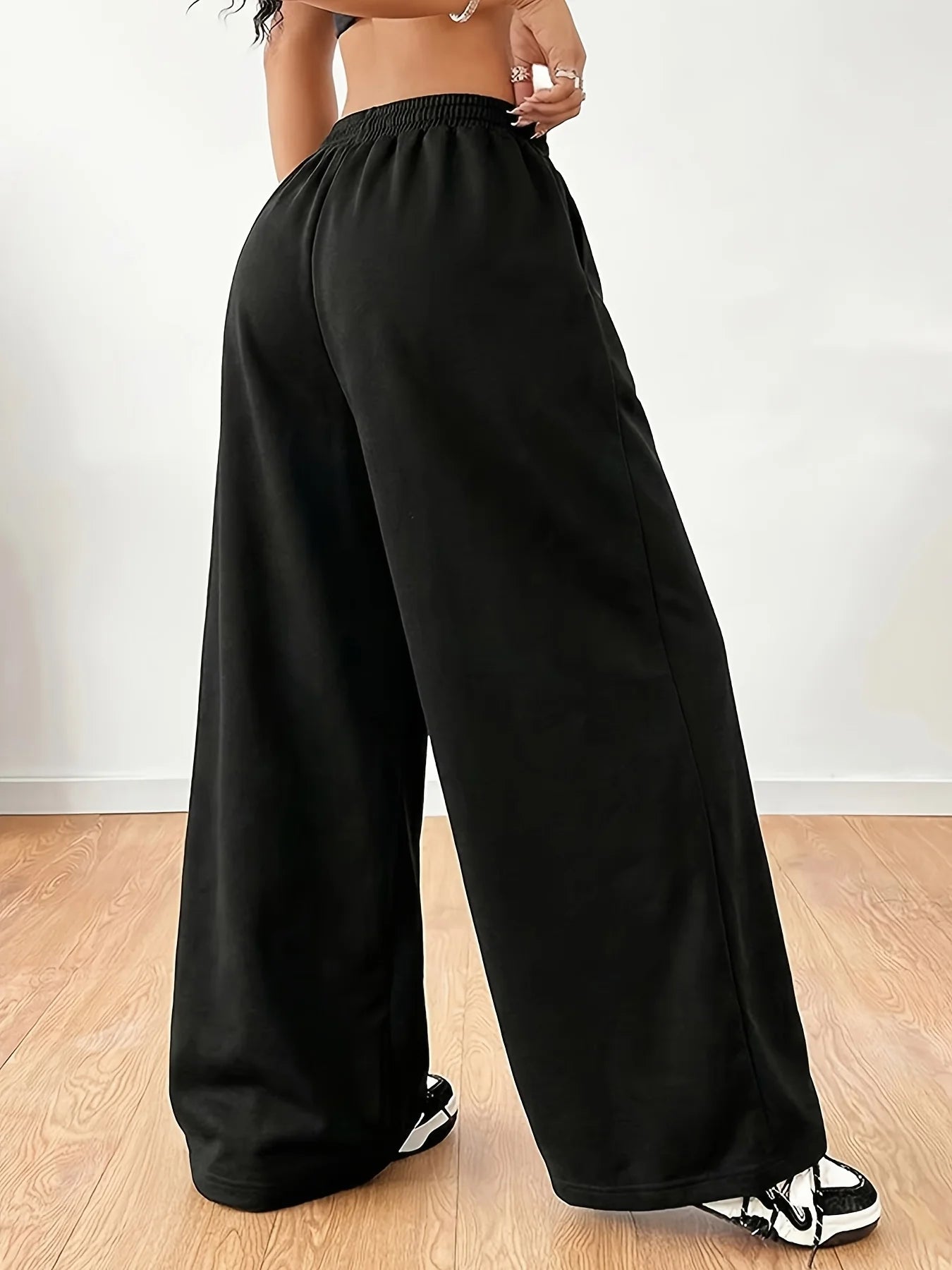 New Women's Plus Size Star Print Pants Fleece Elastic Waist Straight Leg Sweatpants Fashionable and Versatile