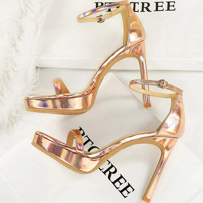 Plus Size 43 Summer Women Sandals High Heels Shoes Platform Pumps Women Heels Sexy Party Shoes Patent Leather Stiletto 11.5 cm