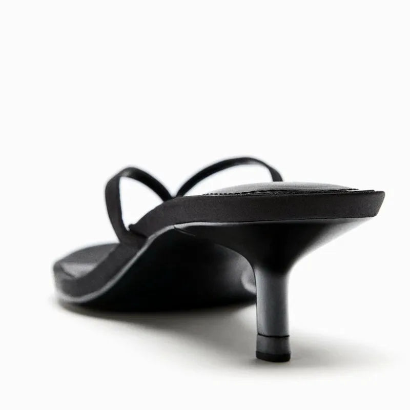 Luxury Satin High-Heeled Flip-Flops Women Sexy Stiletto Sandals for Ladies Summer Elegant Women Shoes Comfortable Beach Slippers
