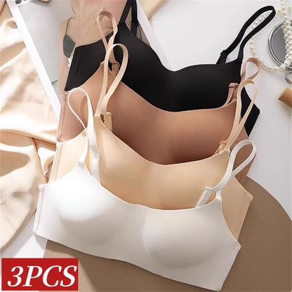 3Pcs/Lot Women Seamless Square Neck Bra Wireless Smooth Invisible Bralette Sexy Lingerie 1/2 Cup Non-detachable Brassiere S-XL