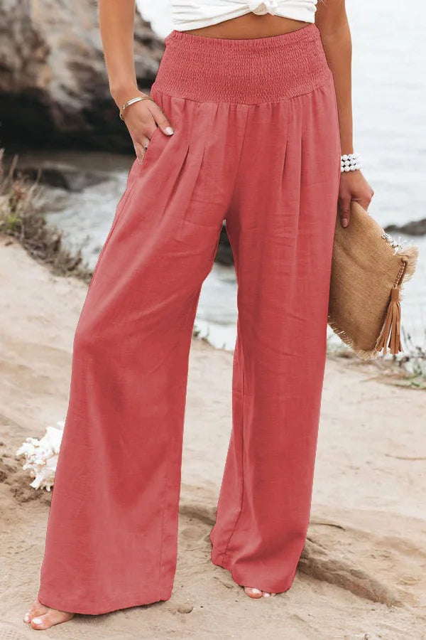 Women's Wide-leg Pants Solid Color Cotton and Linen Loose Trousers Basic Korean Style High Street Casual Pants for Female