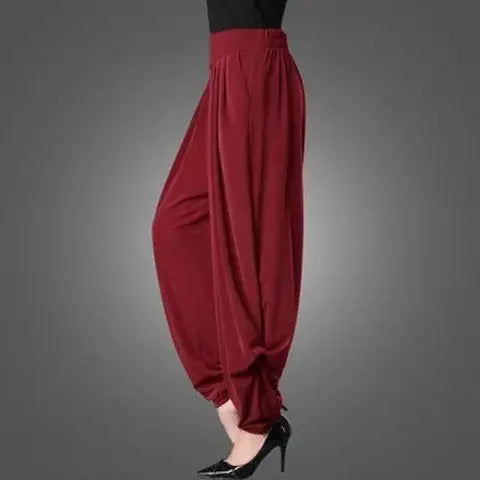 Summer New plus Size Lantern Pants Elastic Waist Casual Dance Mosquito Proof Long Trousers for plus Size Women High Waist Lon...